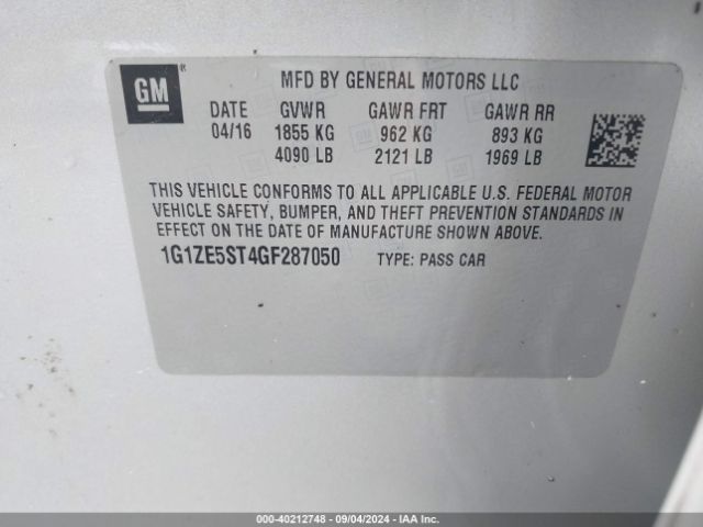 Photo 8 VIN: 1G1ZE5ST4GF287050 - CHEVROLET MALIBU 