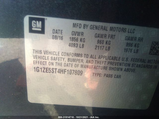 Photo 8 VIN: 1G1ZE5ST4HF107809 - CHEVROLET MALIBU 