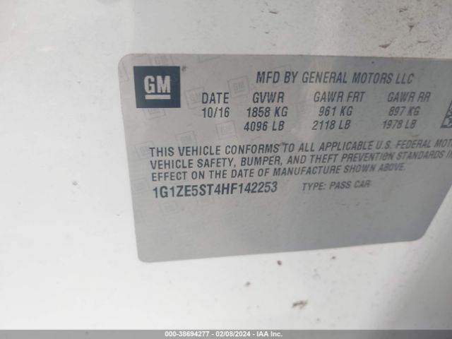 Photo 8 VIN: 1G1ZE5ST4HF142253 - CHEVROLET MALIBU 