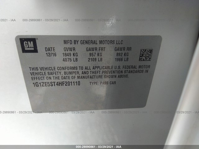 Photo 8 VIN: 1G1ZE5ST4HF201110 - CHEVROLET MALIBU 