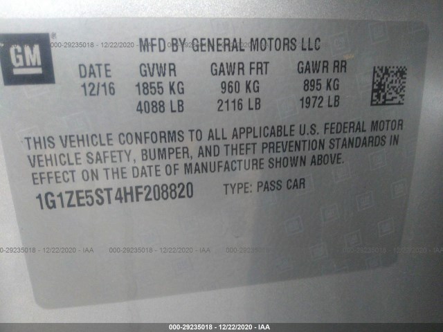 Photo 8 VIN: 1G1ZE5ST4HF208820 - CHEVROLET MALIBU 