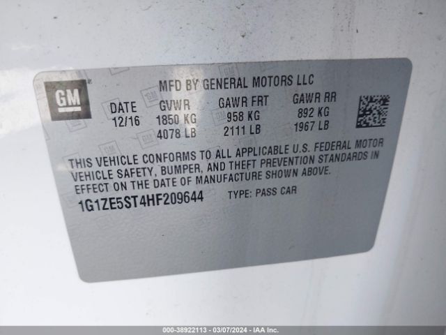 Photo 8 VIN: 1G1ZE5ST4HF209644 - CHEVROLET MALIBU 