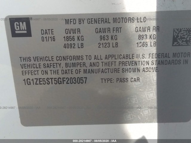 Photo 8 VIN: 1G1ZE5ST5GF203057 - CHEVROLET MALIBU 