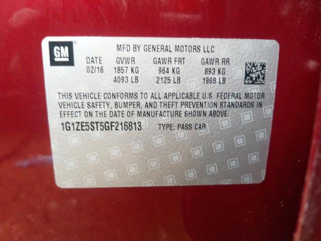 Photo 9 VIN: 1G1ZE5ST5GF216813 - CHEVROLET MALIBU LT 