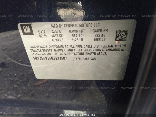 Photo 8 VIN: 1G1ZE5ST5GF217587 - CHEVROLET MALIBU 