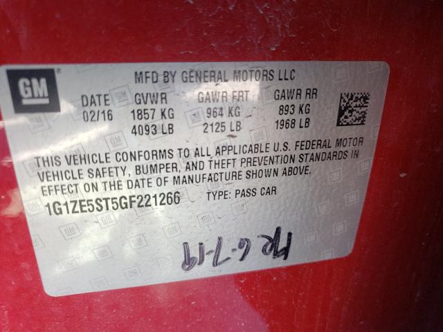 Photo 9 VIN: 1G1ZE5ST5GF221266 - CHEVROLET MALIBU 