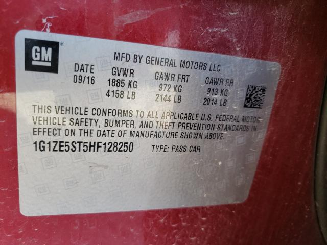 Photo 9 VIN: 1G1ZE5ST5HF128250 - CHEVROLET MALIBU LT 