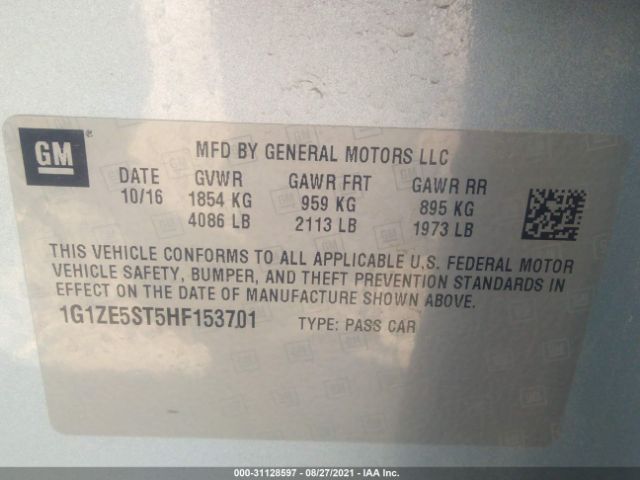 Photo 8 VIN: 1G1ZE5ST5HF153701 - CHEVROLET MALIBU 