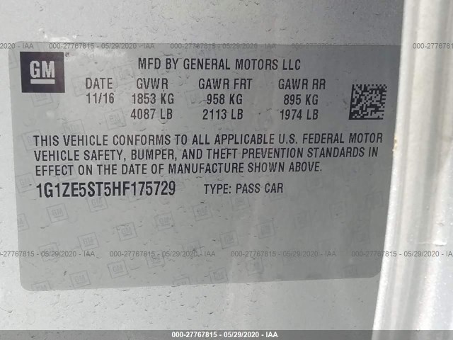 Photo 8 VIN: 1G1ZE5ST5HF175729 - CHEVROLET MALIBU 