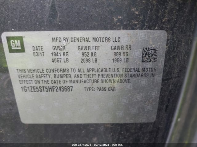 Photo 8 VIN: 1G1ZE5ST5HF243687 - CHEVROLET MALIBU 