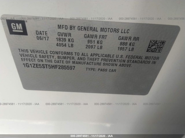 Photo 8 VIN: 1G1ZE5ST5HF285597 - CHEVROLET MALIBU 