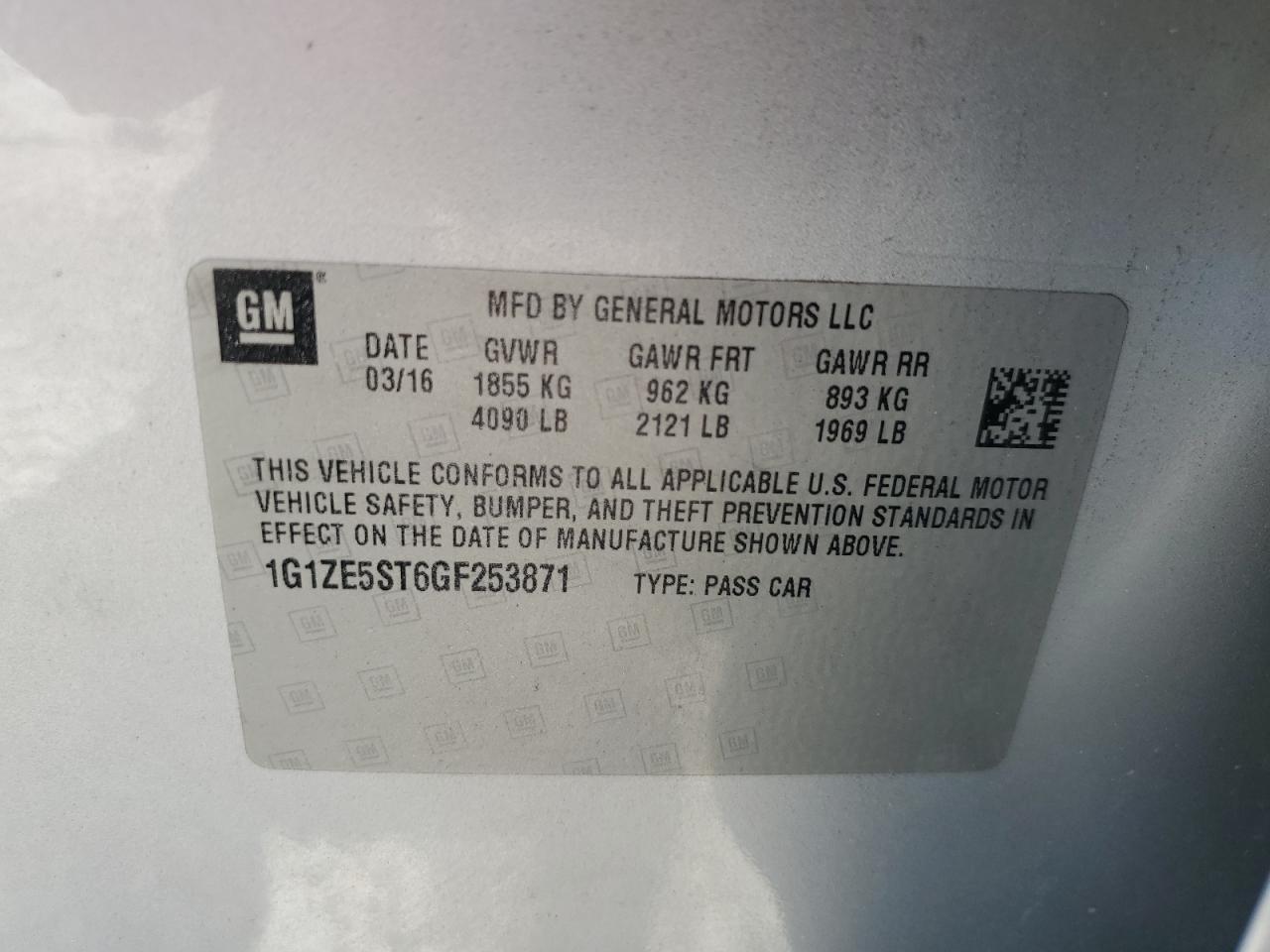 Photo 11 VIN: 1G1ZE5ST6GF253871 - CHEVROLET MALIBU 