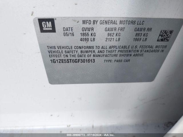 Photo 8 VIN: 1G1ZE5ST6GF301613 - CHEVROLET MALIBU 