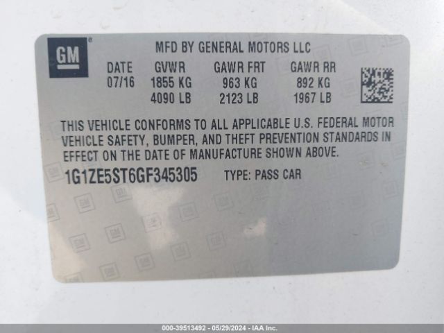 Photo 8 VIN: 1G1ZE5ST6GF345305 - CHEVROLET MALIBU 