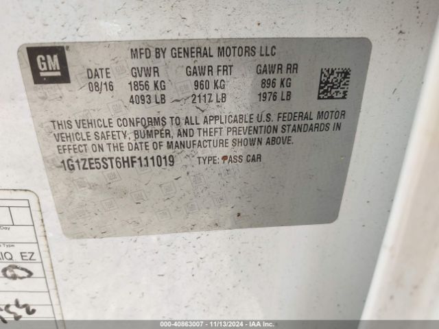 Photo 8 VIN: 1G1ZE5ST6HF111019 - CHEVROLET MALIBU 