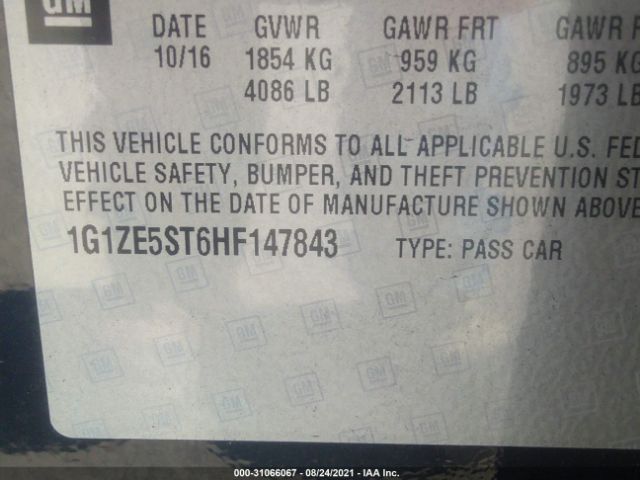 Photo 8 VIN: 1G1ZE5ST6HF147843 - CHEVROLET MALIBU 