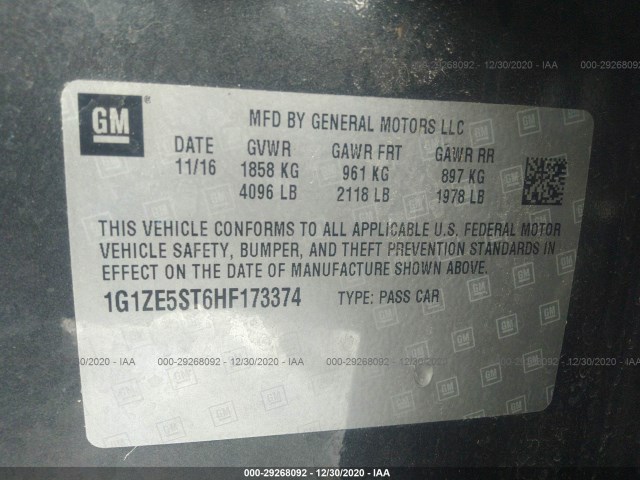 Photo 8 VIN: 1G1ZE5ST6HF173374 - CHEVROLET MALIBU 