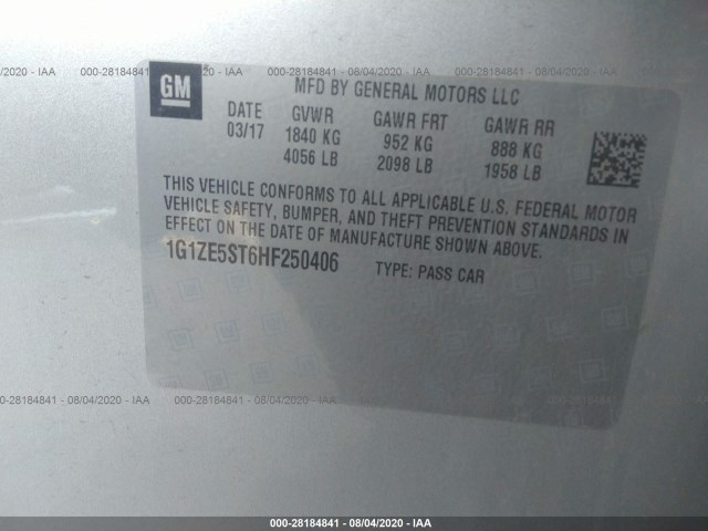 Photo 8 VIN: 1G1ZE5ST6HF250406 - CHEVROLET MALIBU 