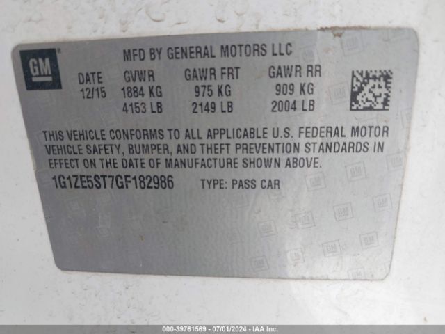 Photo 8 VIN: 1G1ZE5ST7GF182986 - CHEVROLET MALIBU 