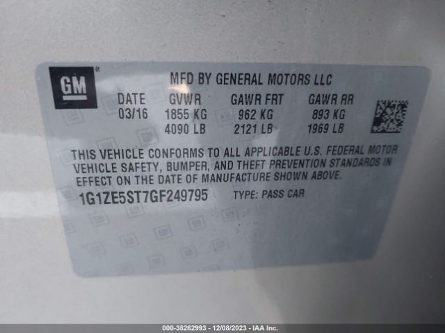 Photo 8 VIN: 1G1ZE5ST7GF249795 - CHEVROLET MALIBU 