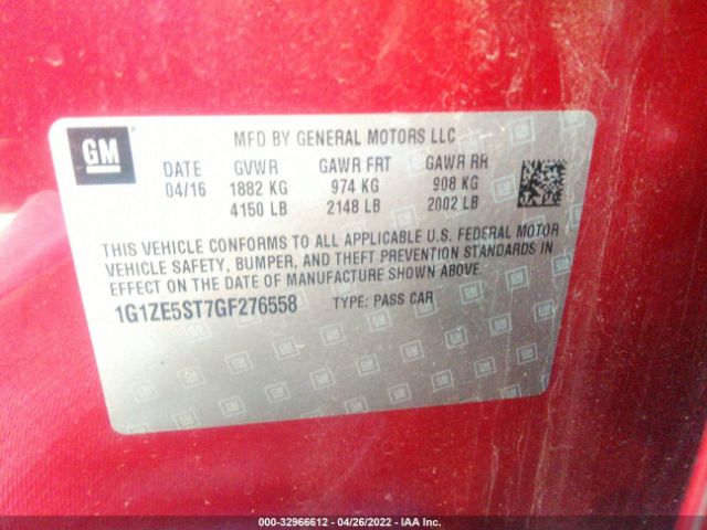 Photo 8 VIN: 1G1ZE5ST7GF276558 - CHEVROLET MALIBU 