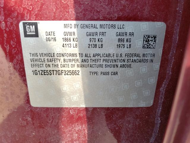 Photo 9 VIN: 1G1ZE5ST7GF325662 - CHEVROLET MALIBU LT 