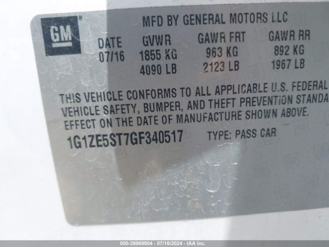 Photo 8 VIN: 1G1ZE5ST7GF340517 - CHEVROLET MALIBU 