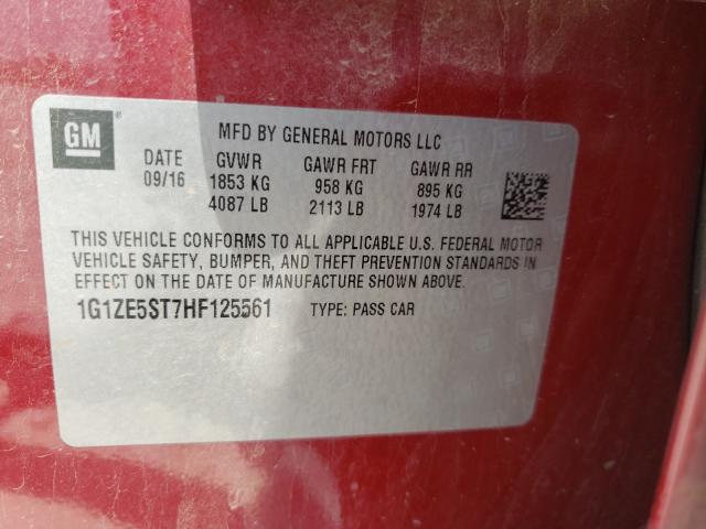 Photo 9 VIN: 1G1ZE5ST7HF125561 - CHEVROLET MALIBU LT 