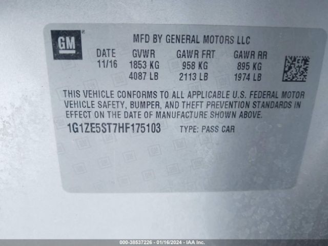 Photo 8 VIN: 1G1ZE5ST7HF175103 - CHEVROLET MALIBU 