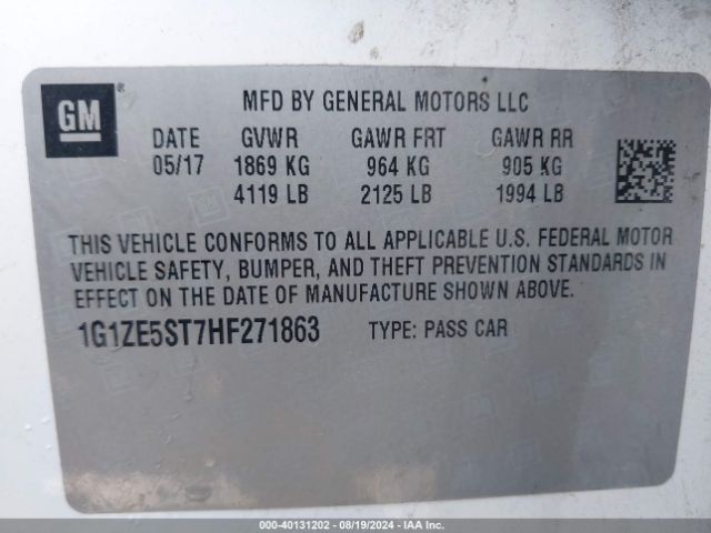 Photo 8 VIN: 1G1ZE5ST7HF271863 - CHEVROLET MALIBU 