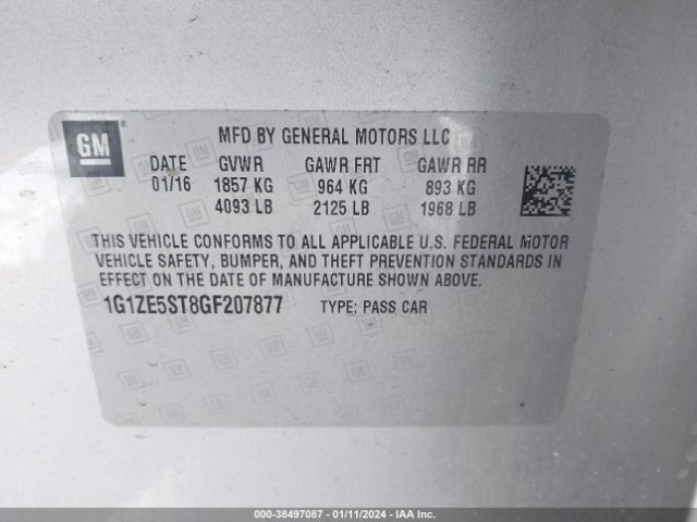 Photo 8 VIN: 1G1ZE5ST8GF207877 - CHEVROLET MALIBU 