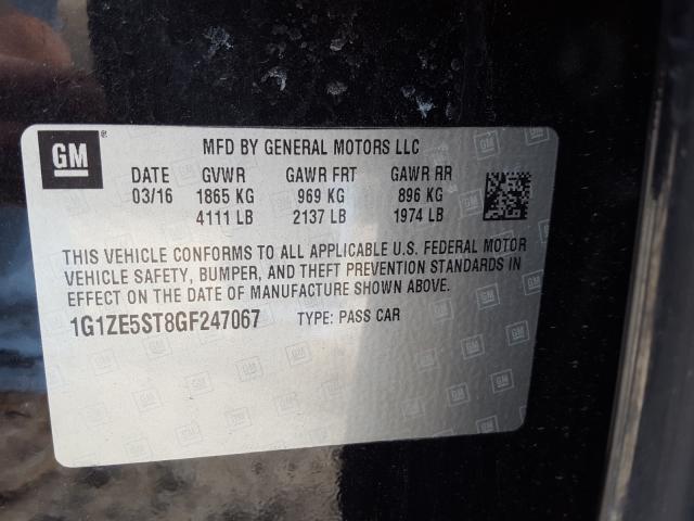 Photo 9 VIN: 1G1ZE5ST8GF247067 - CHEVROLET MALIBU LT 