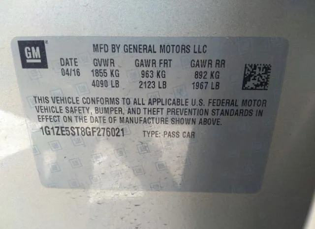 Photo 8 VIN: 1G1ZE5ST8GF276021 - CHEVROLET MALIBU 