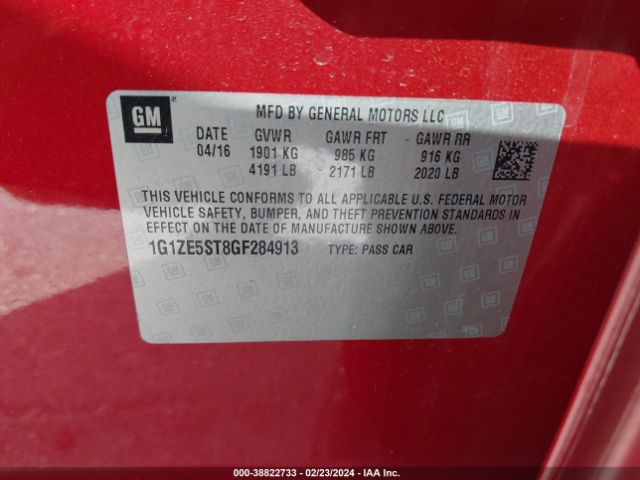 Photo 8 VIN: 1G1ZE5ST8GF284913 - CHEVROLET MALIBU 