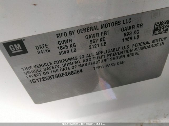 Photo 8 VIN: 1G1ZE5ST8GF286564 - CHEVROLET MALIBU 