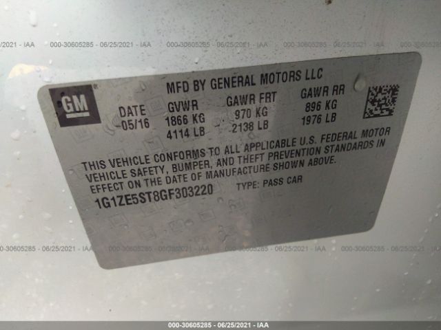 Photo 8 VIN: 1G1ZE5ST8GF303220 - CHEVROLET MALIBU 