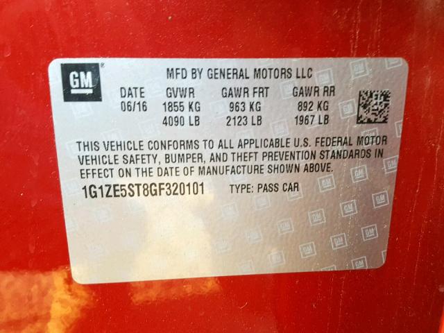 Photo 9 VIN: 1G1ZE5ST8GF320101 - CHEVROLET MALIBU LT 