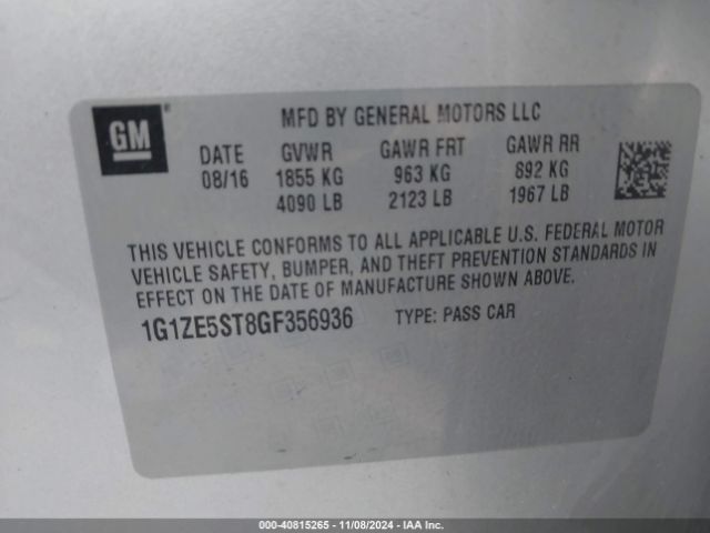 Photo 8 VIN: 1G1ZE5ST8GF356936 - CHEVROLET MALIBU 