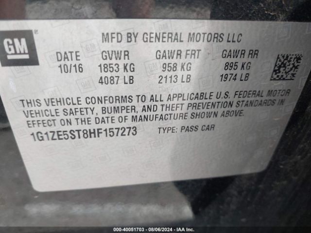 Photo 8 VIN: 1G1ZE5ST8HF157273 - CHEVROLET MALIBU 