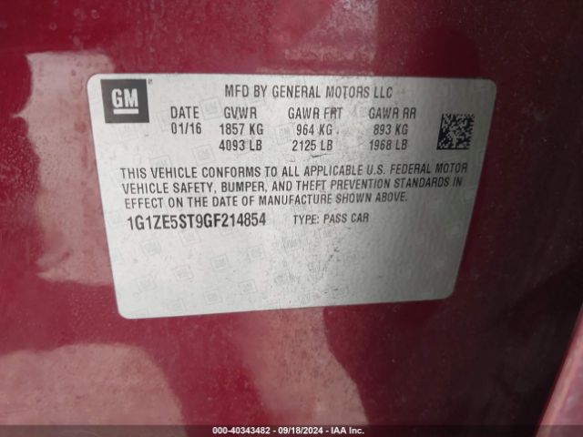 Photo 8 VIN: 1G1ZE5ST9GF214854 - CHEVROLET MALIBU 