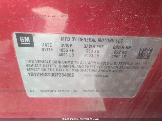 Photo 8 VIN: 1G1ZE5ST9GF234862 - CHEVROLET MALIBU 