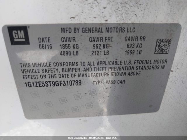 Photo 8 VIN: 1G1ZE5ST9GF310788 - CHEVROLET MALIBU 