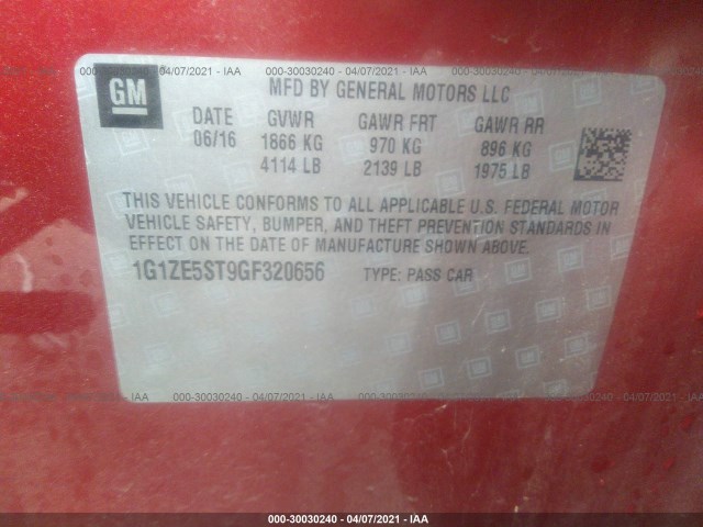 Photo 8 VIN: 1G1ZE5ST9GF320656 - CHEVROLET MALIBU 