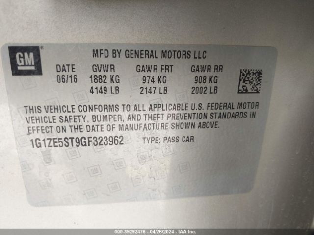 Photo 8 VIN: 1G1ZE5ST9GF323962 - CHEVROLET MALIBU 