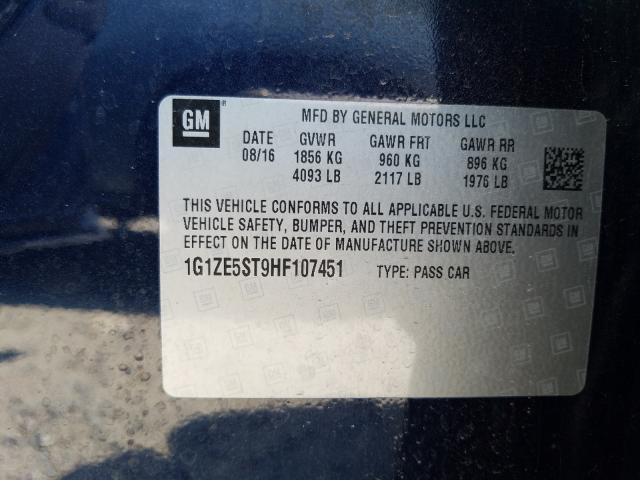 Photo 9 VIN: 1G1ZE5ST9HF107451 - CHEVROLET MALIBU LT 