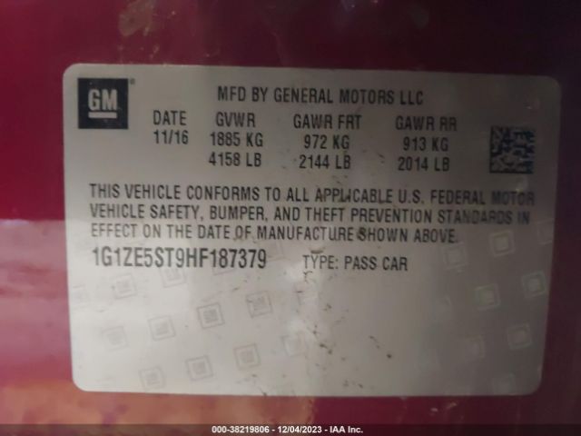 Photo 8 VIN: 1G1ZE5ST9HF187379 - CHEVROLET MALIBU 