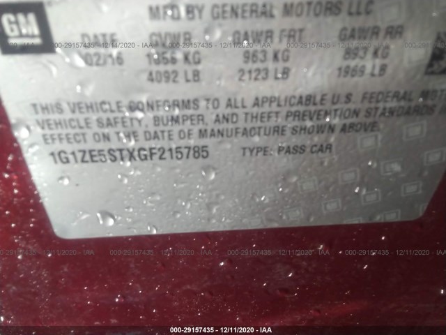 Photo 8 VIN: 1G1ZE5STXGF215785 - CHEVROLET MALIBU 