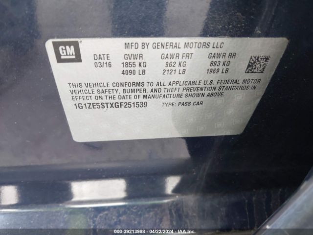 Photo 8 VIN: 1G1ZE5STXGF251539 - CHEVROLET MALIBU 