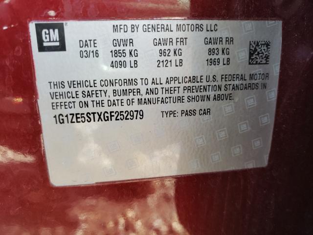 Photo 9 VIN: 1G1ZE5STXGF252979 - CHEVROLET MALIBU LT 