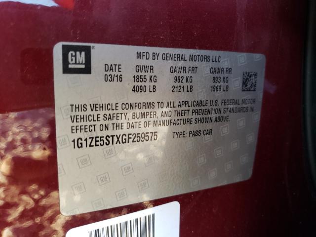 Photo 9 VIN: 1G1ZE5STXGF259575 - CHEVROLET MALIBU LT 